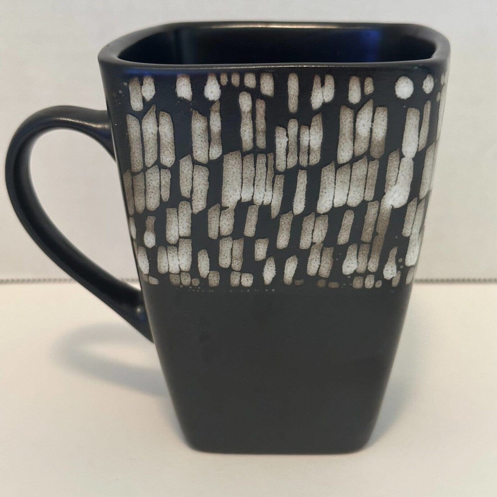 Beekman Home Brown & White Coffee Tea Mug Cup Square Marble Effect